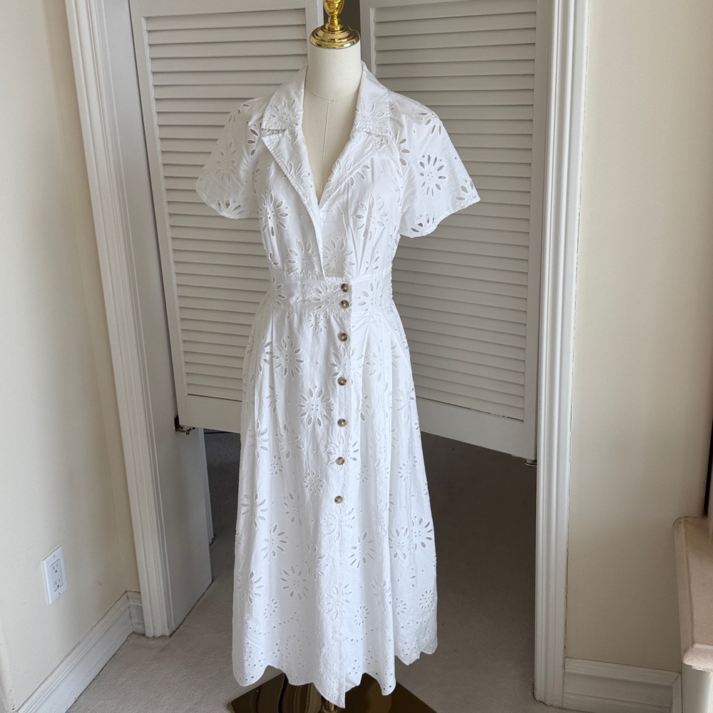 Anthropologie Eyelet Midi Shirt Dress - Picture 8 of 9